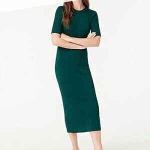 J. Crew Ribbed knit midi dress Sz Sm NWT Dark Spruce Green